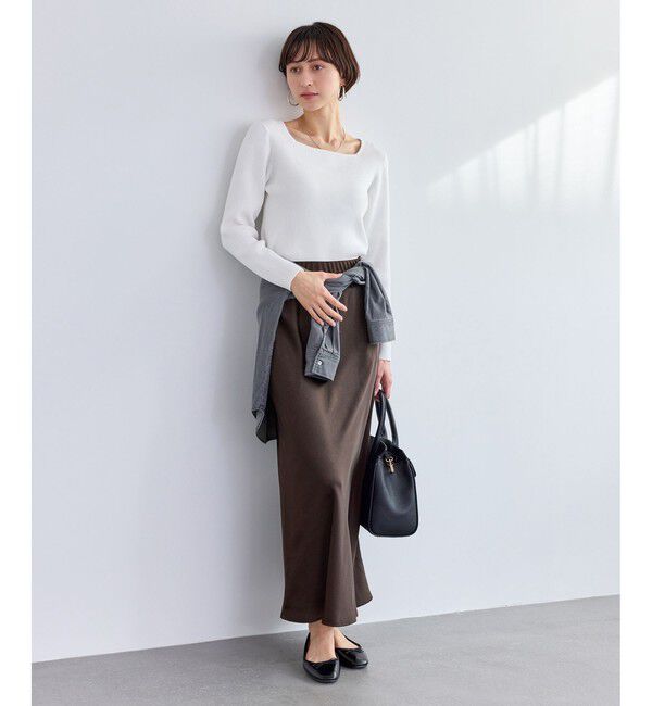 Rope&rsquo;Picnic「細見えバイアスサテンスカート/イージーケア」|スカート|