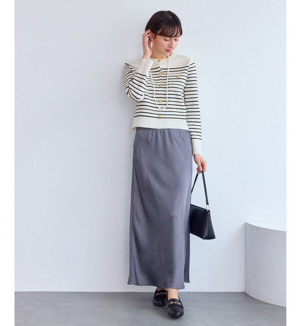 Rope&rsquo;Picnic「細見えバイアスサテンスカート/イージーケア」|スカート|