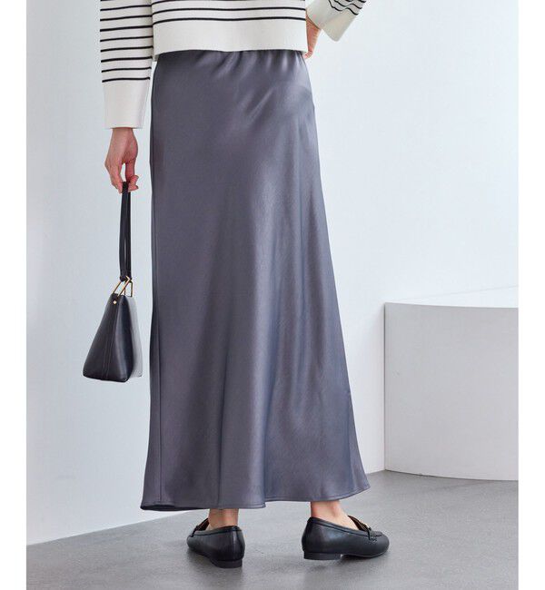 Rope&rsquo;Picnic「細見えバイアスサテンスカート/イージーケア」|スカート|
