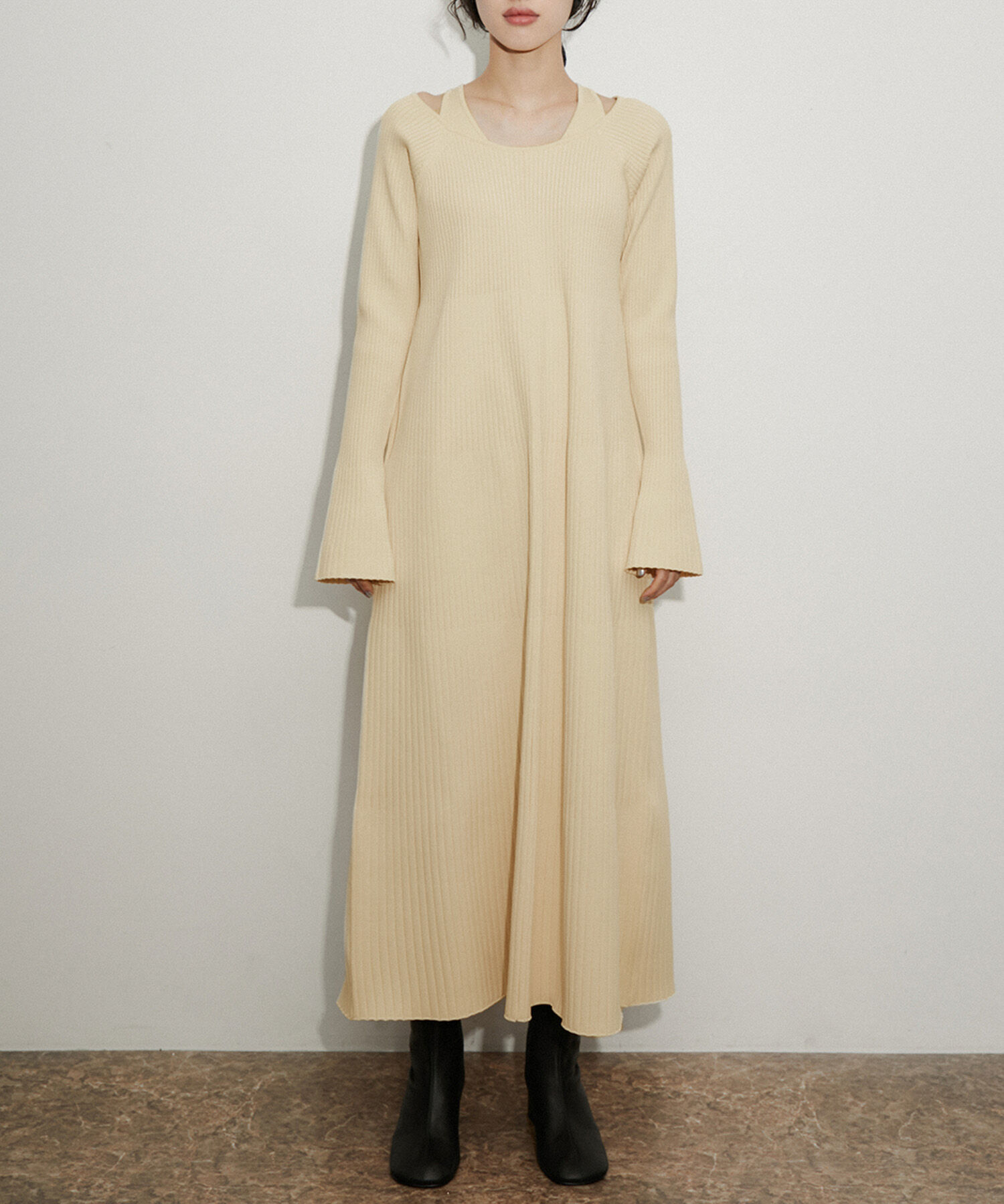 ADAM ET ROPE'「レイヤードライクニットワンピース」|ワンピース|