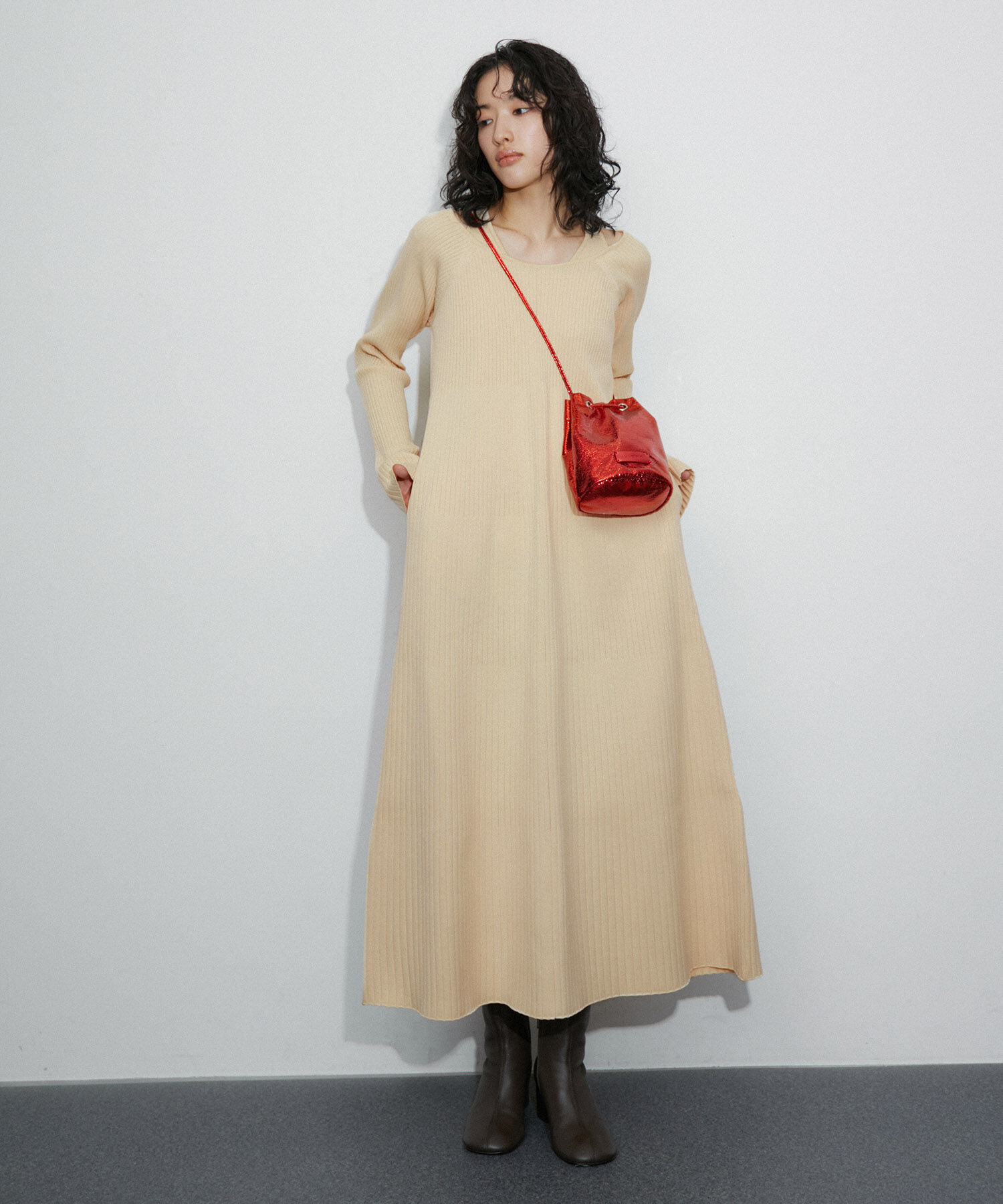 ADAM ET ROPE'「レイヤードライクニットワンピース」|ワンピース|