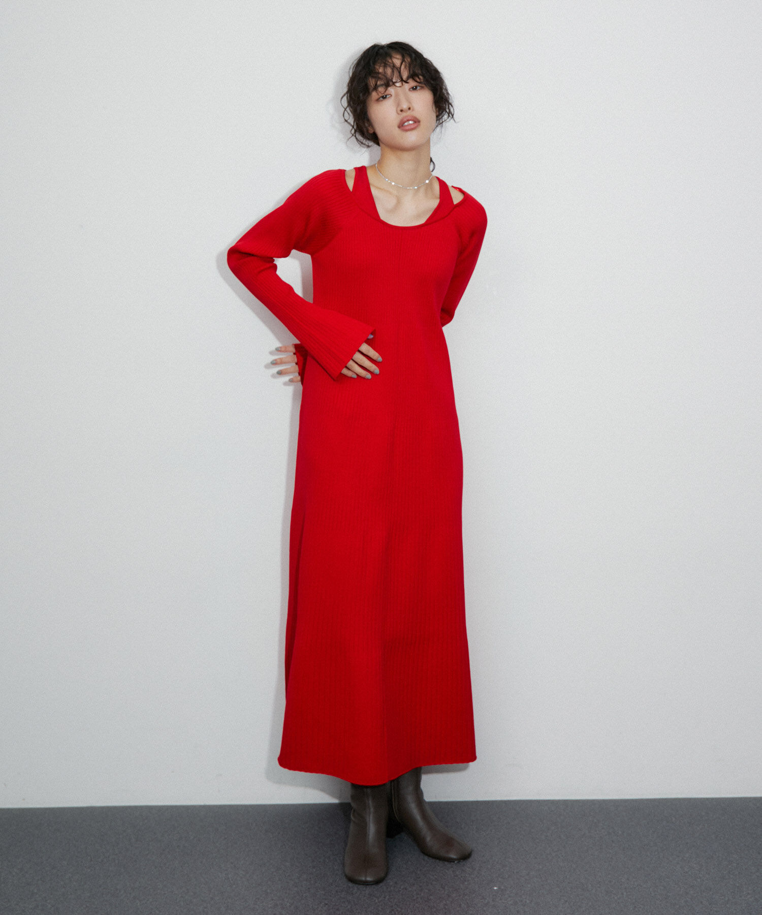 ADAM ET ROPE'「レイヤードライクニットワンピース」|ワンピース|