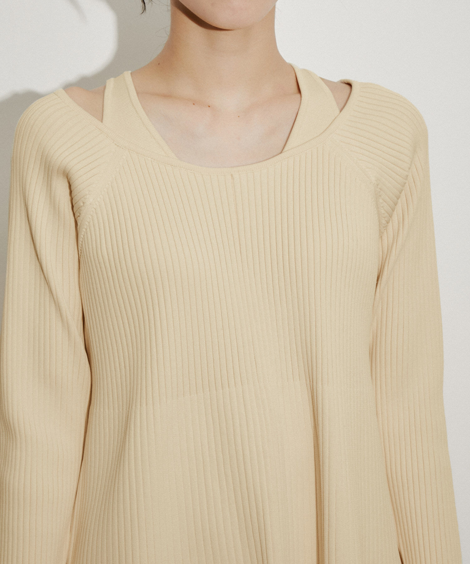 ADAM ET ROPE'「レイヤードライクニットワンピース」|ワンピース|