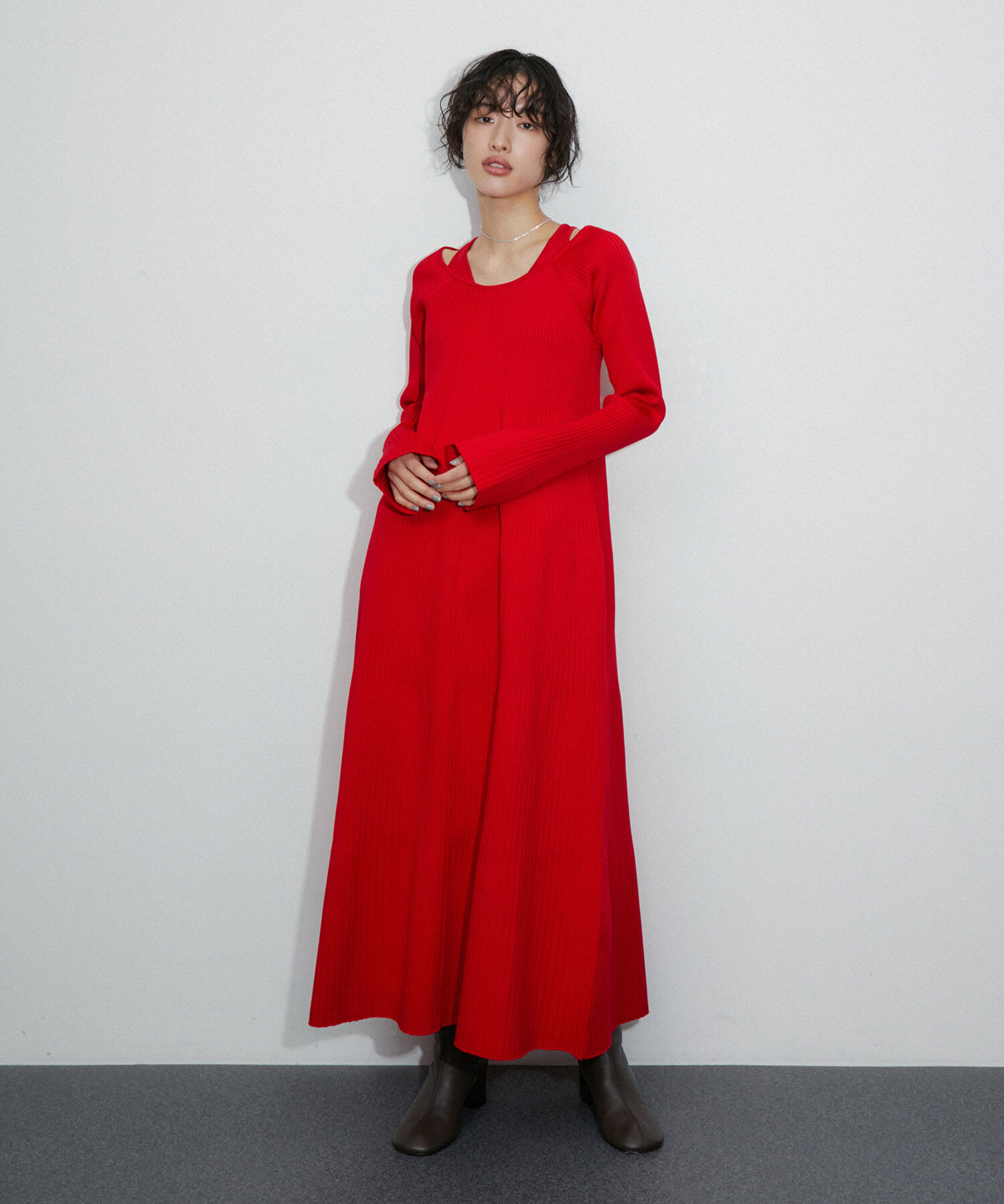 ADAM ET ROPE'「レイヤードライクニットワンピース」|ワンピース|