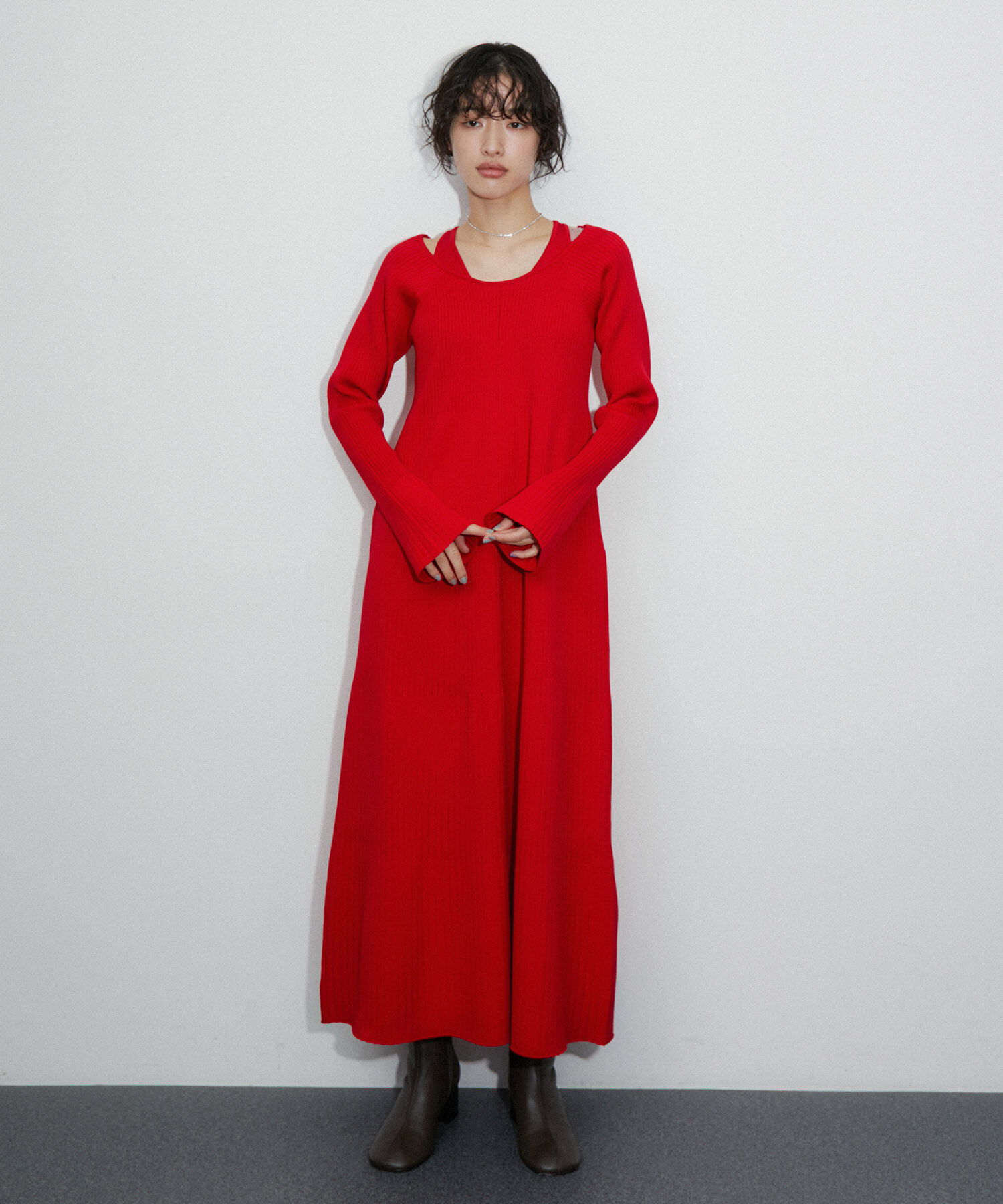 ADAM ET ROPE'「レイヤードライクニットワンピース」|ワンピース|