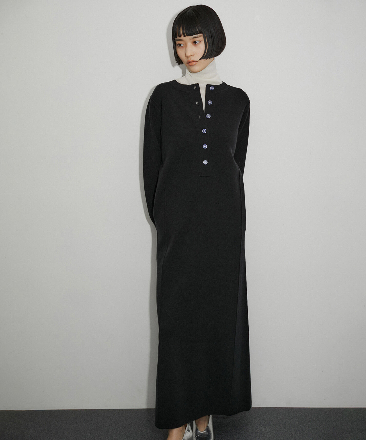 ADAM ET ROPE'「【環境配慮】ヘンリーネックニットワンピース」|ワンピース|