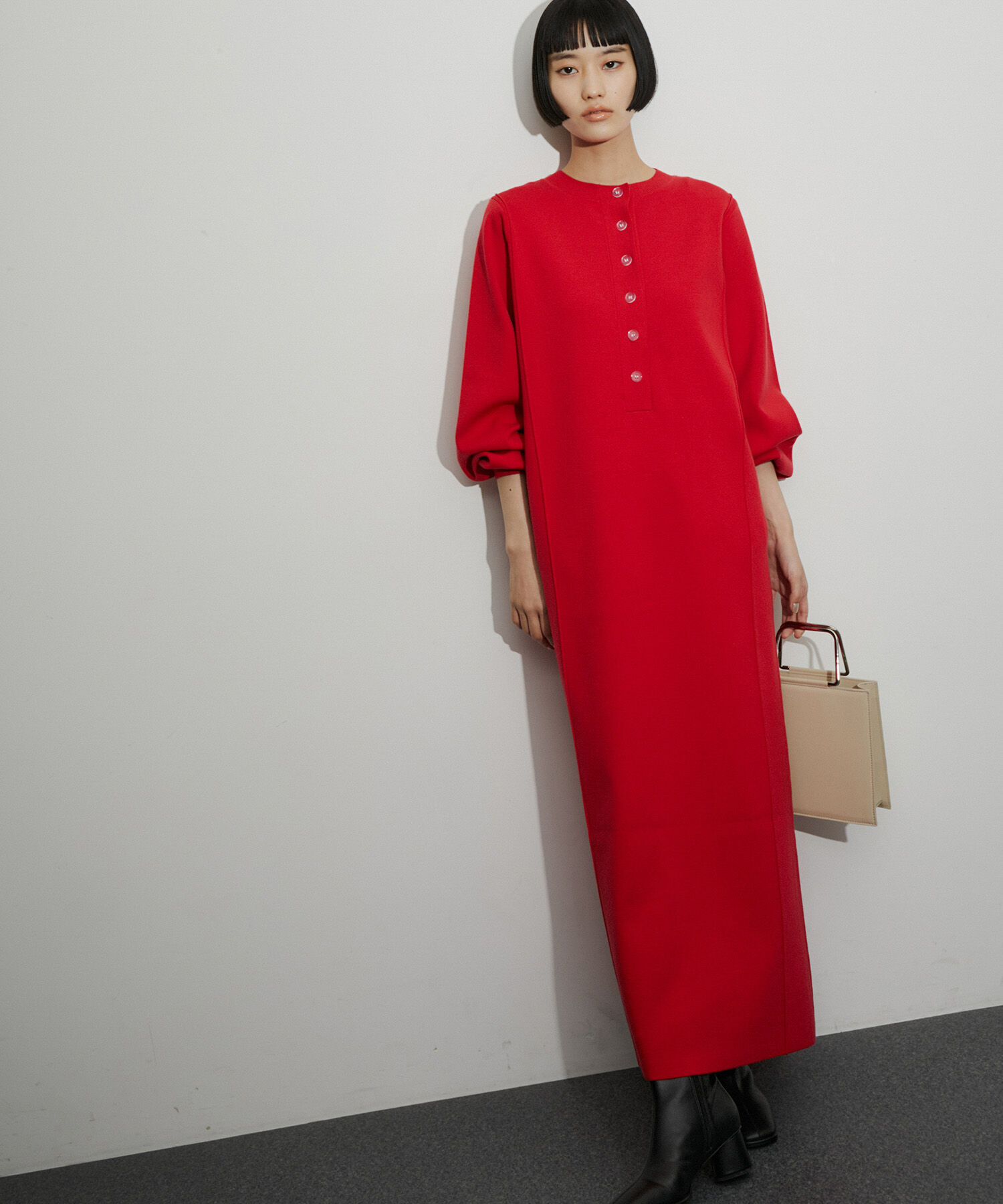 ADAM ET ROPE'「【環境配慮】ヘンリーネックニットワンピース」|ワンピース|