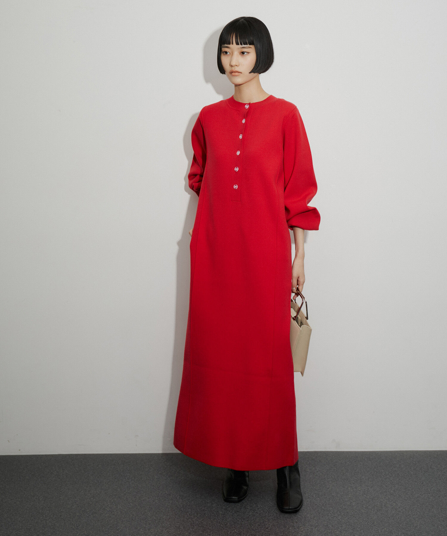 ADAM ET ROPE'「【環境配慮】ヘンリーネックニットワンピース」|ワンピース|