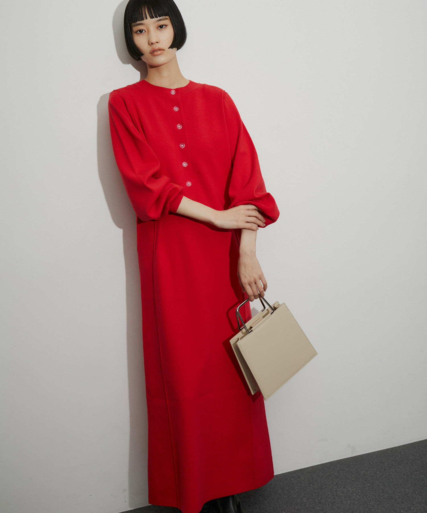 ADAM ET ROPE'「【環境配慮】ヘンリーネックニットワンピース」|ワンピース|