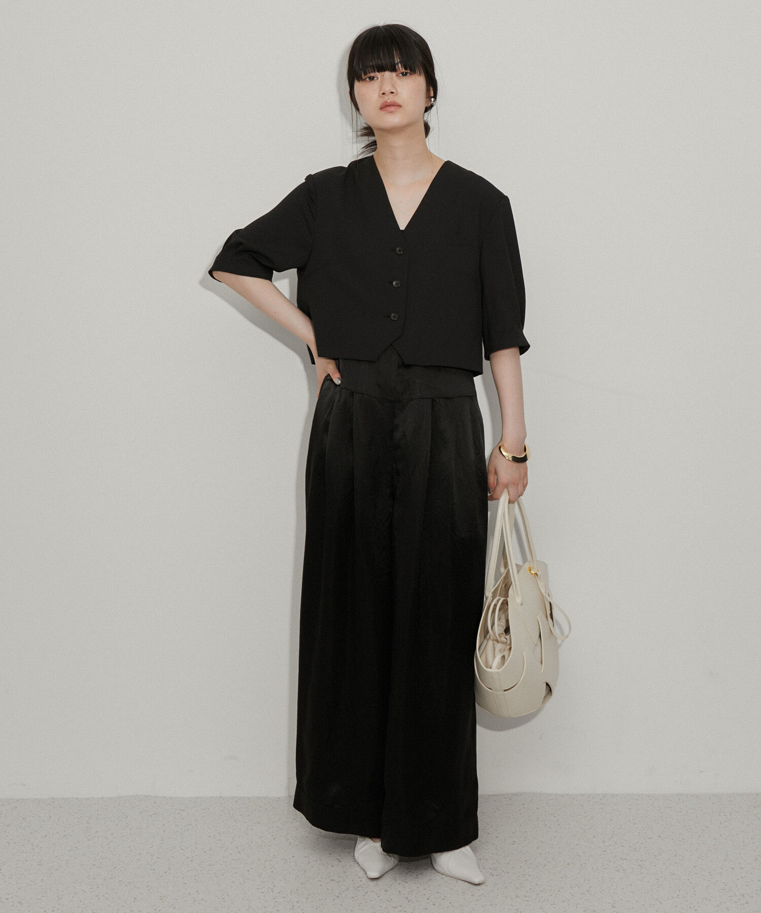 ADAM ET ROPE'「【サステナブル】ジャケットコンビロンパース」|オールインワン|