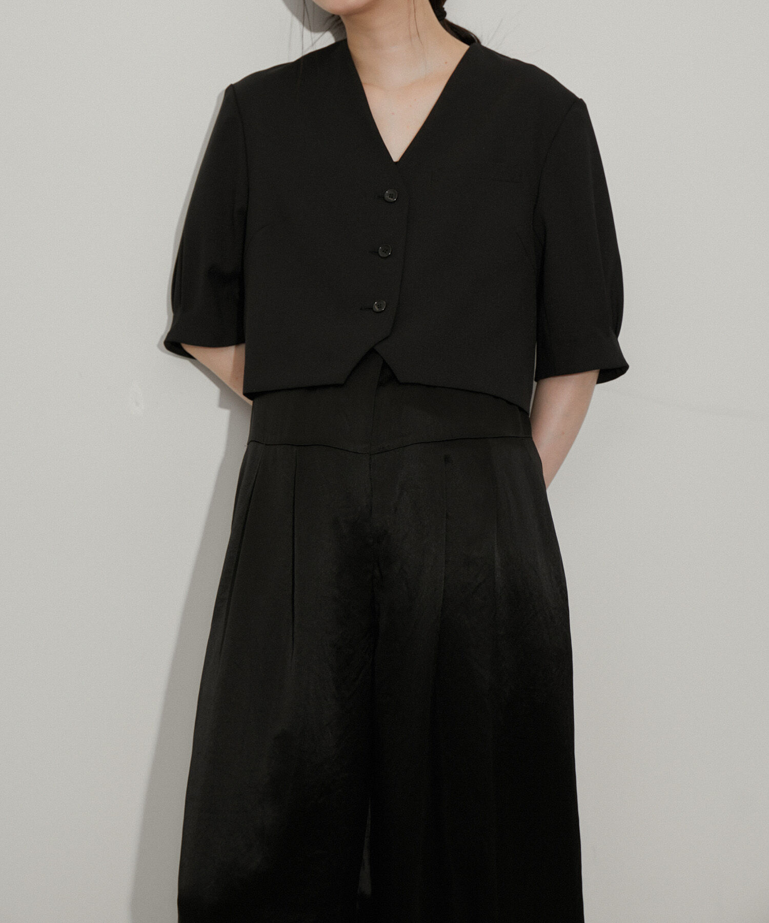 ADAM ET ROPE'「【サステナブル】ジャケットコンビロンパース」|オールインワン|