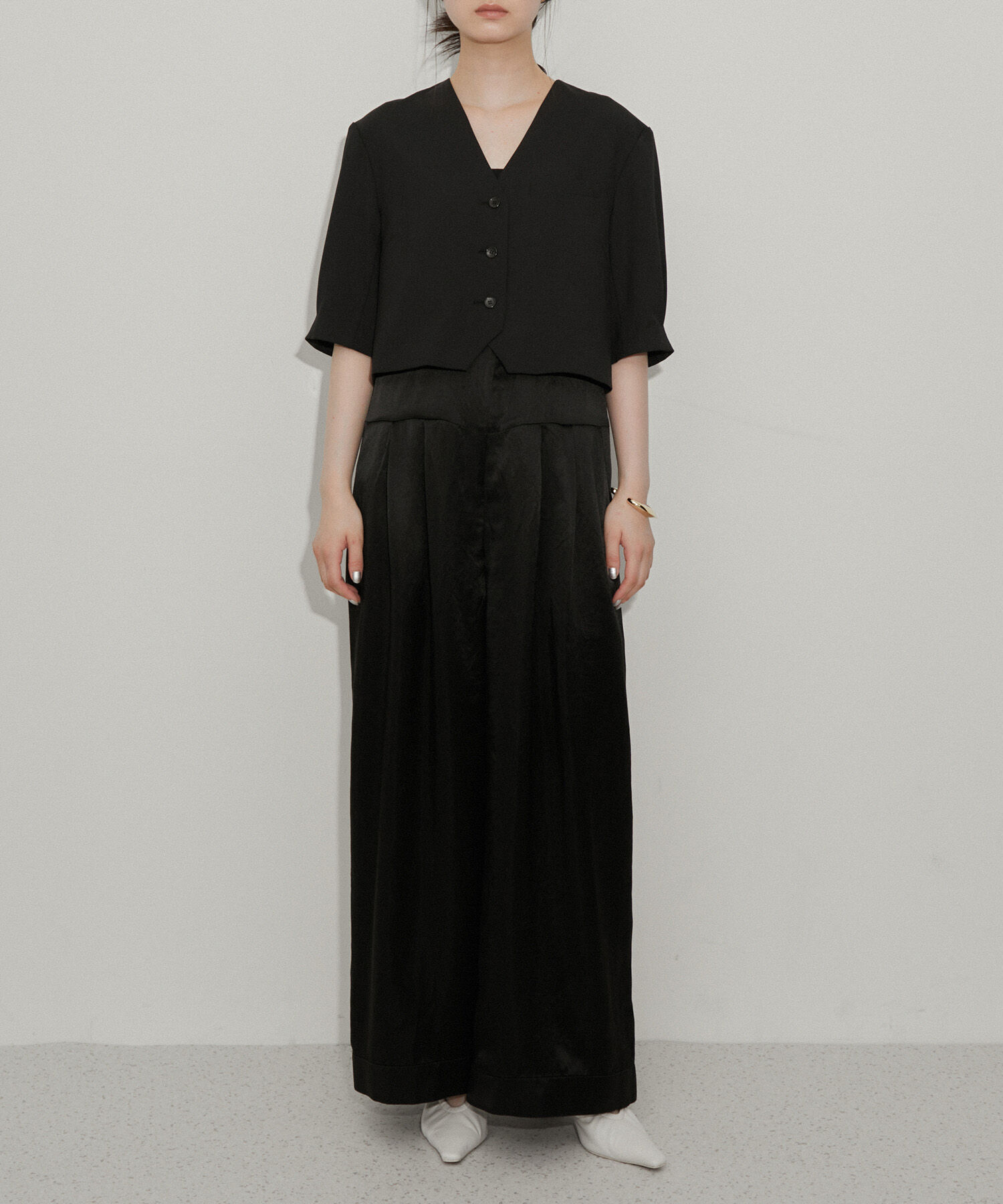 ADAM ET ROPE'「【サステナブル】ジャケットコンビロンパース」|オールインワン|