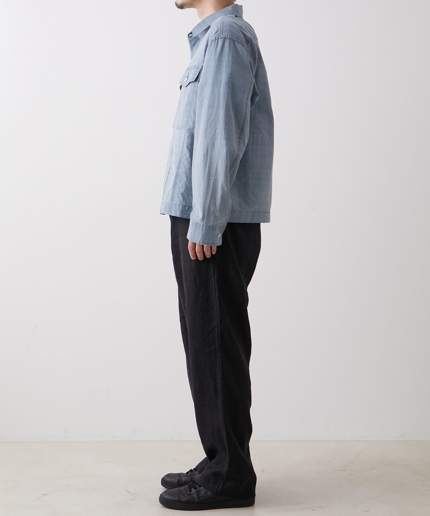 ADAM ET ROPE'「【(F)LIGHT/フライト】超軽量 ボックスシルエット デニム ワーク ロングスリーブシャツ  / 速乾 / ストレッ」|シャツ・ブラウス|