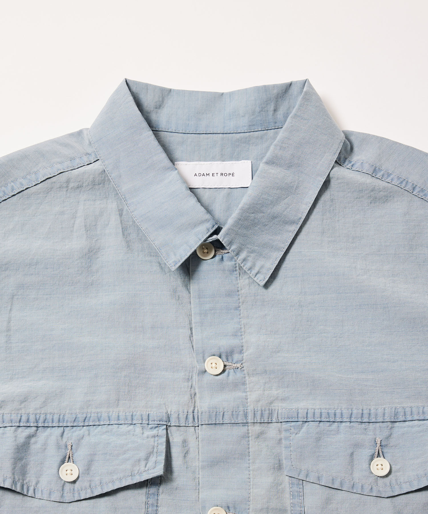 ADAM ET ROPE'「【(F)LIGHT/フライト】超軽量 ボックスシルエット デニム ワーク ロングスリーブシャツ  / 速乾 / ストレッ」|シャツ・ブラウス|