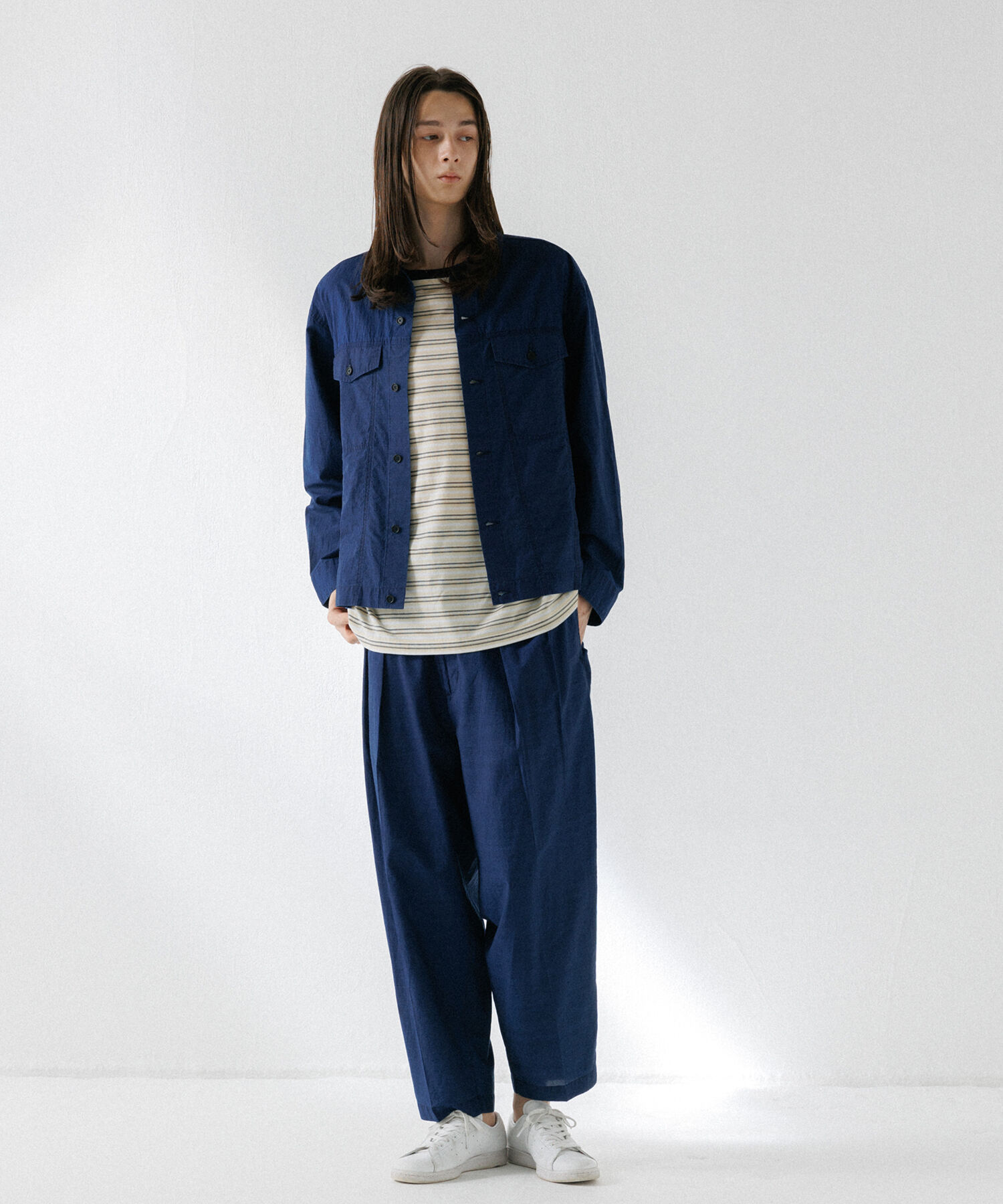 ADAM ET ROPE'「【(F)LIGHT/フライト】超軽量 ボックスシルエット デニム ワーク ロングスリーブシャツ  / 速乾 / ストレッ」|シャツ・ブラウス|