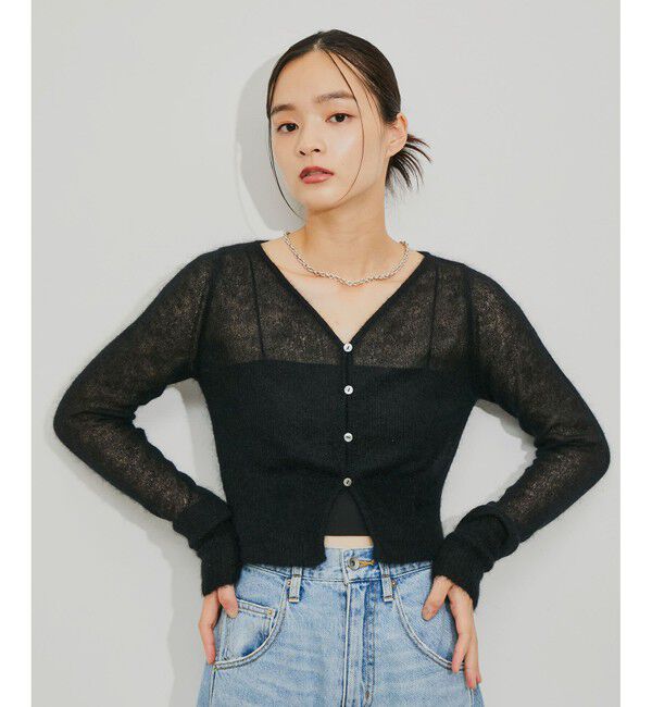 ADAM ET ROPE'「モヘアクロップドカーディガン」|カーディガン|クロメイン