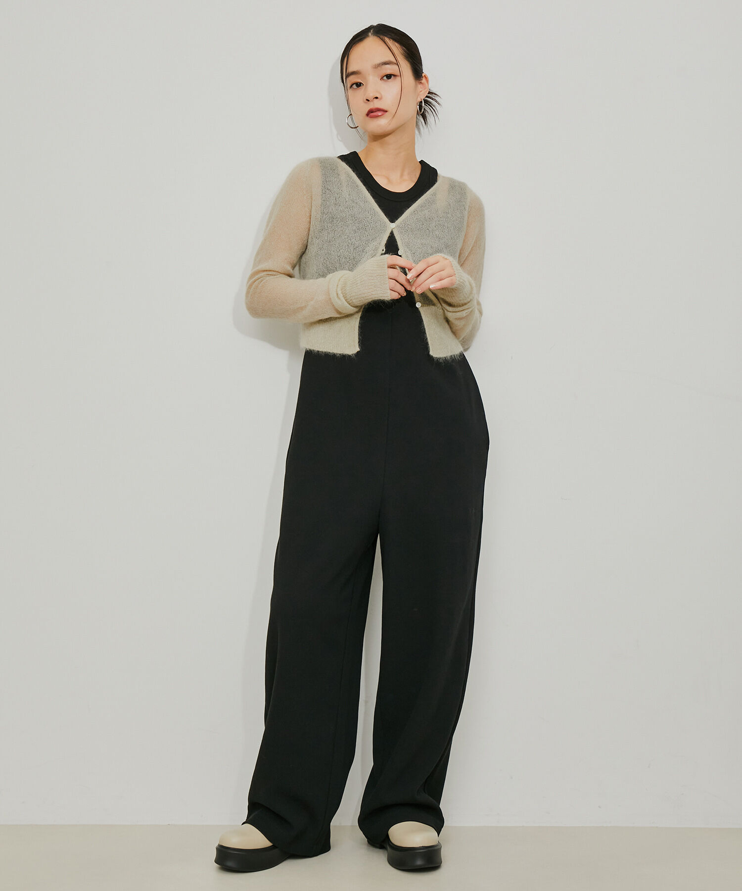 ADAM ET ROPE'「モヘアクロップドカーディガン」|カーディガン|