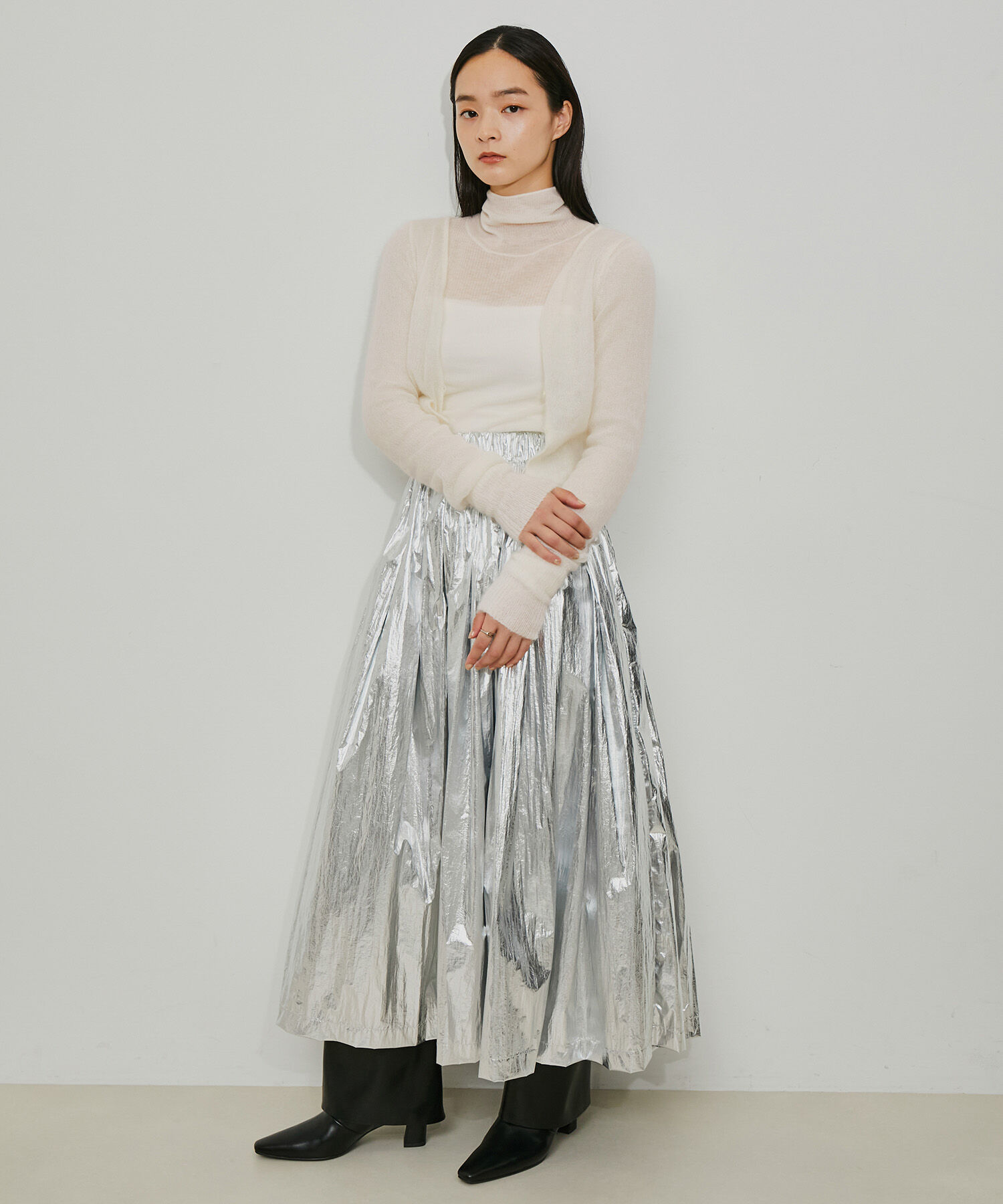 ADAM ET ROPE'「モヘアクロップドカーディガン」|カーディガン|