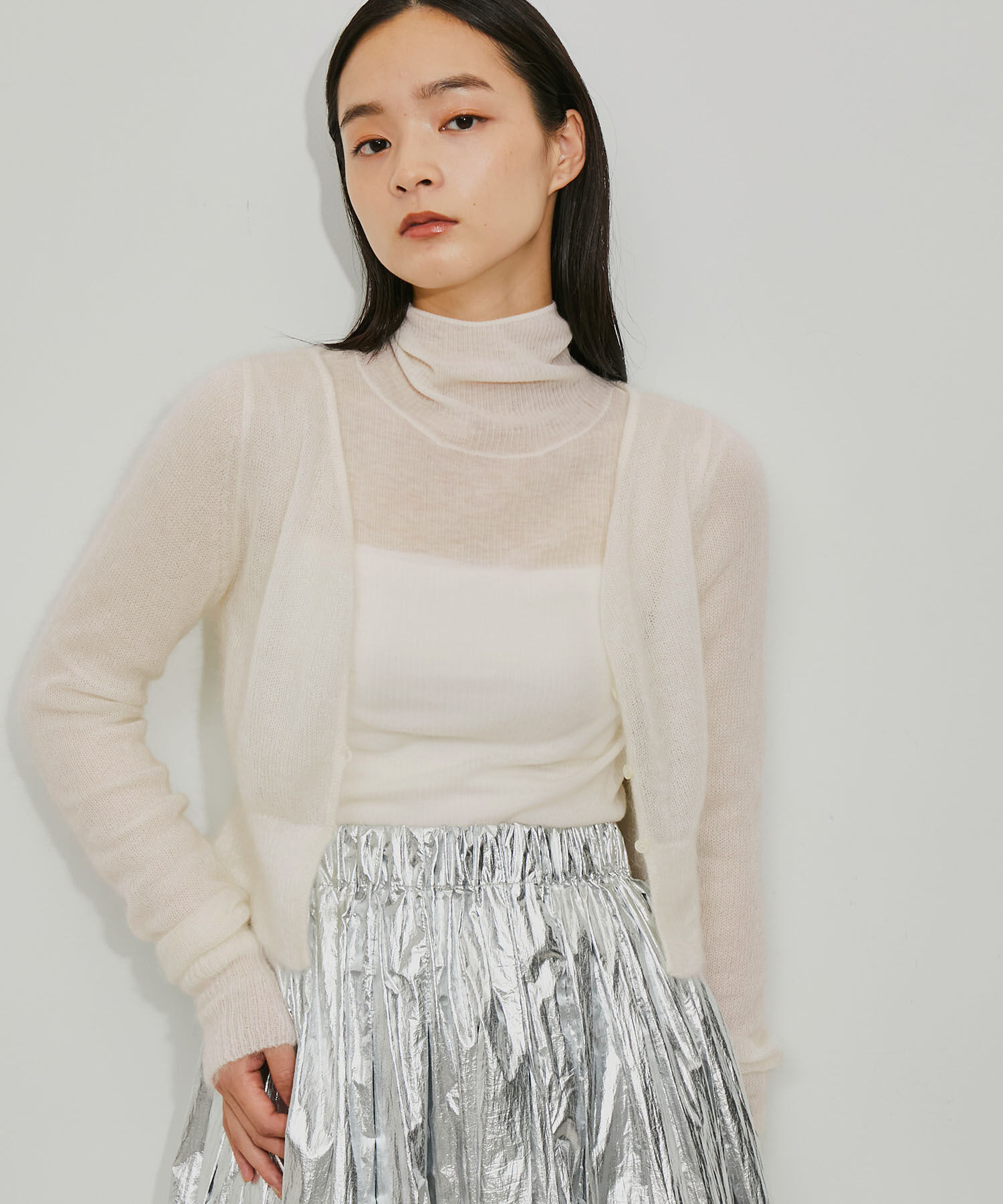 ADAM ET ROPE'「モヘアクロップドカーディガン」|カーディガン|