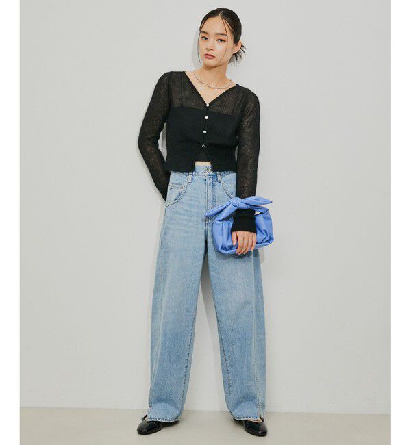 ADAM ET ROPE'「モヘアクロップドカーディガン」|カーディガン|