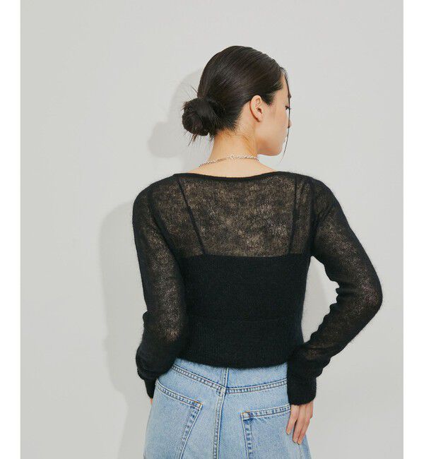 ADAM ET ROPE'「モヘアクロップドカーディガン」|カーディガン|