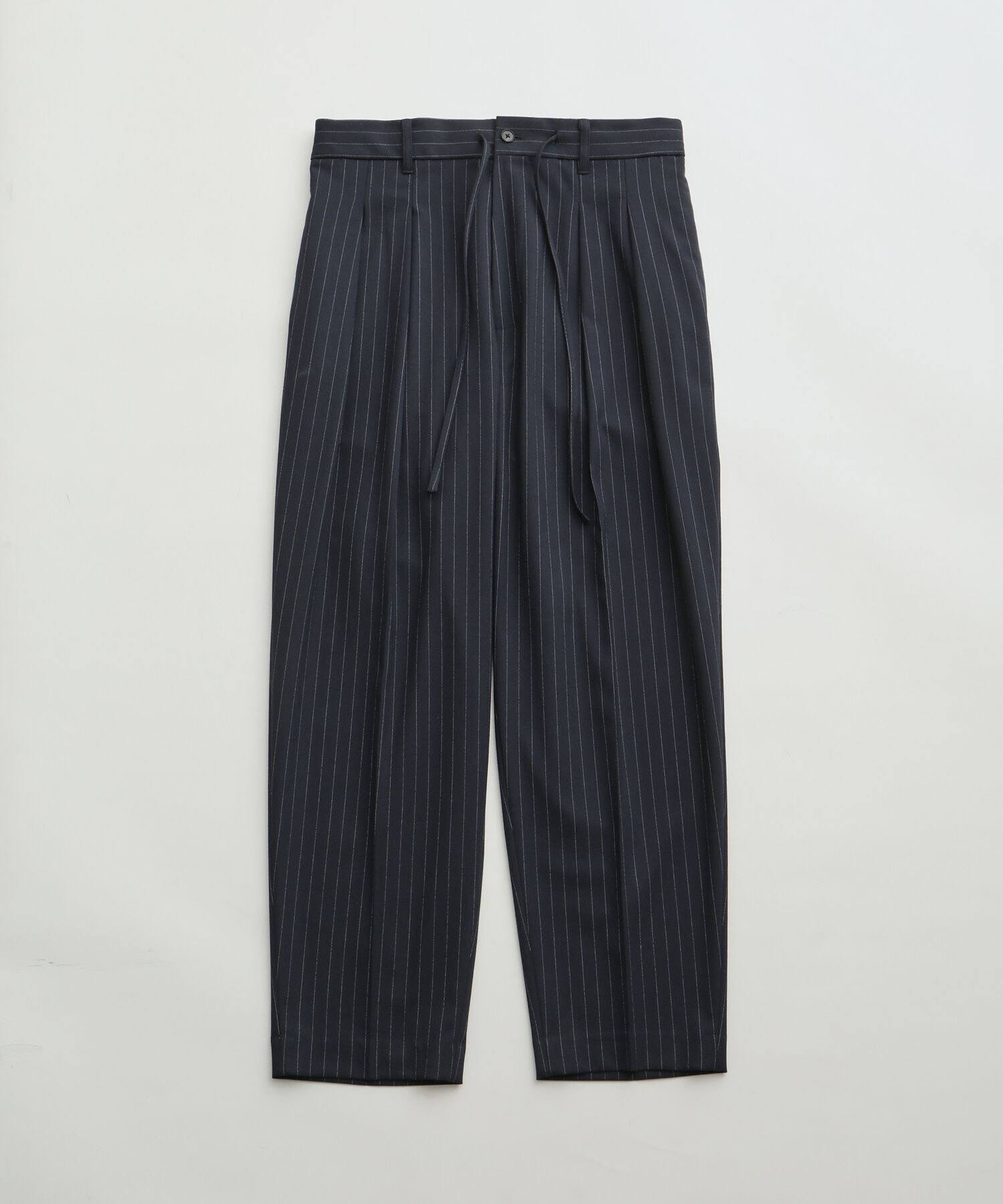 ADAM ET ROPE'「ウーステッド ストライプ ワイドテーパード イージースラックス / ロングシーズン着用可能」|スラックス|