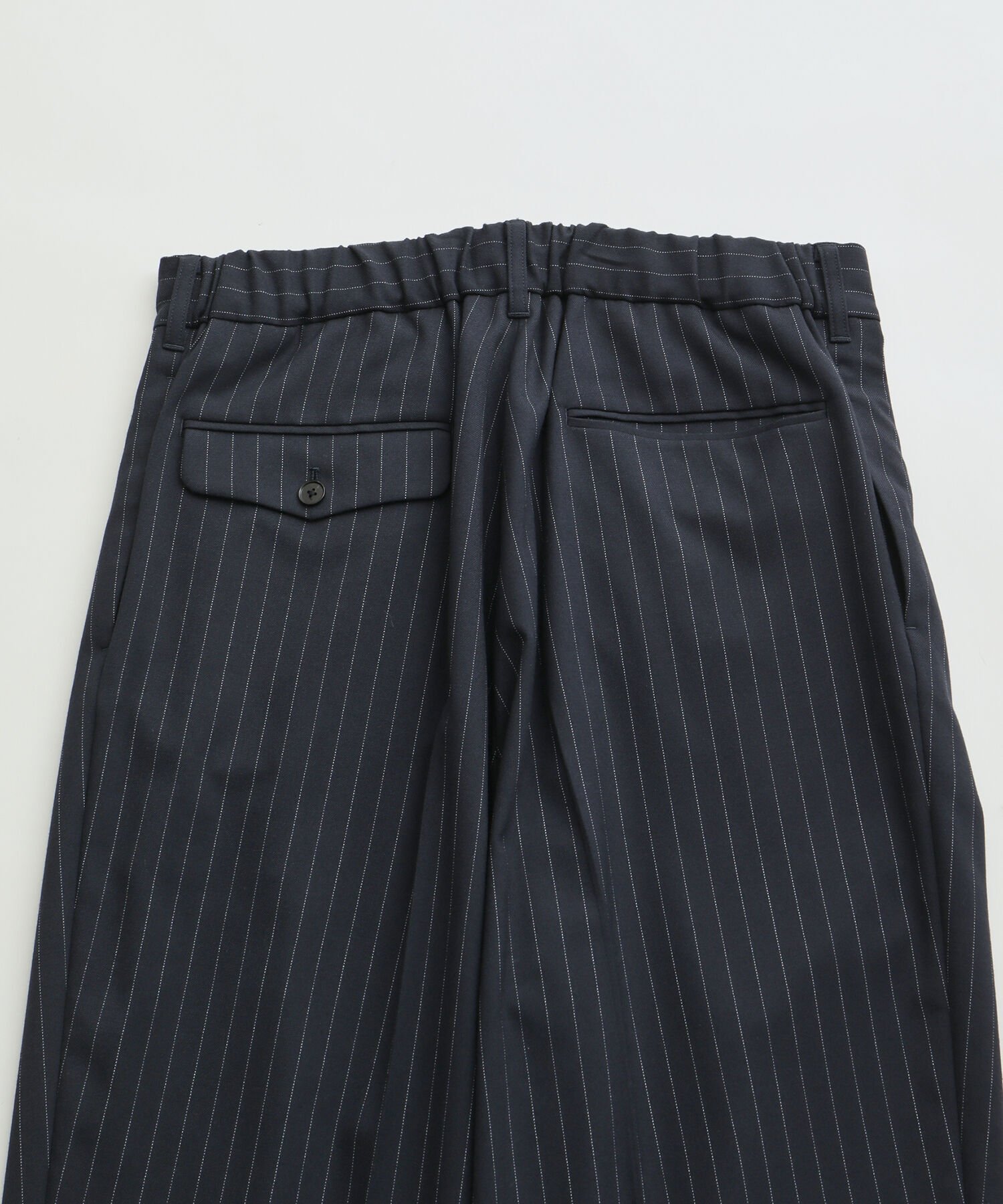 ADAM ET ROPE'「ウーステッド ストライプ ワイドテーパード イージースラックス / ロングシーズン着用可能」|スラックス|