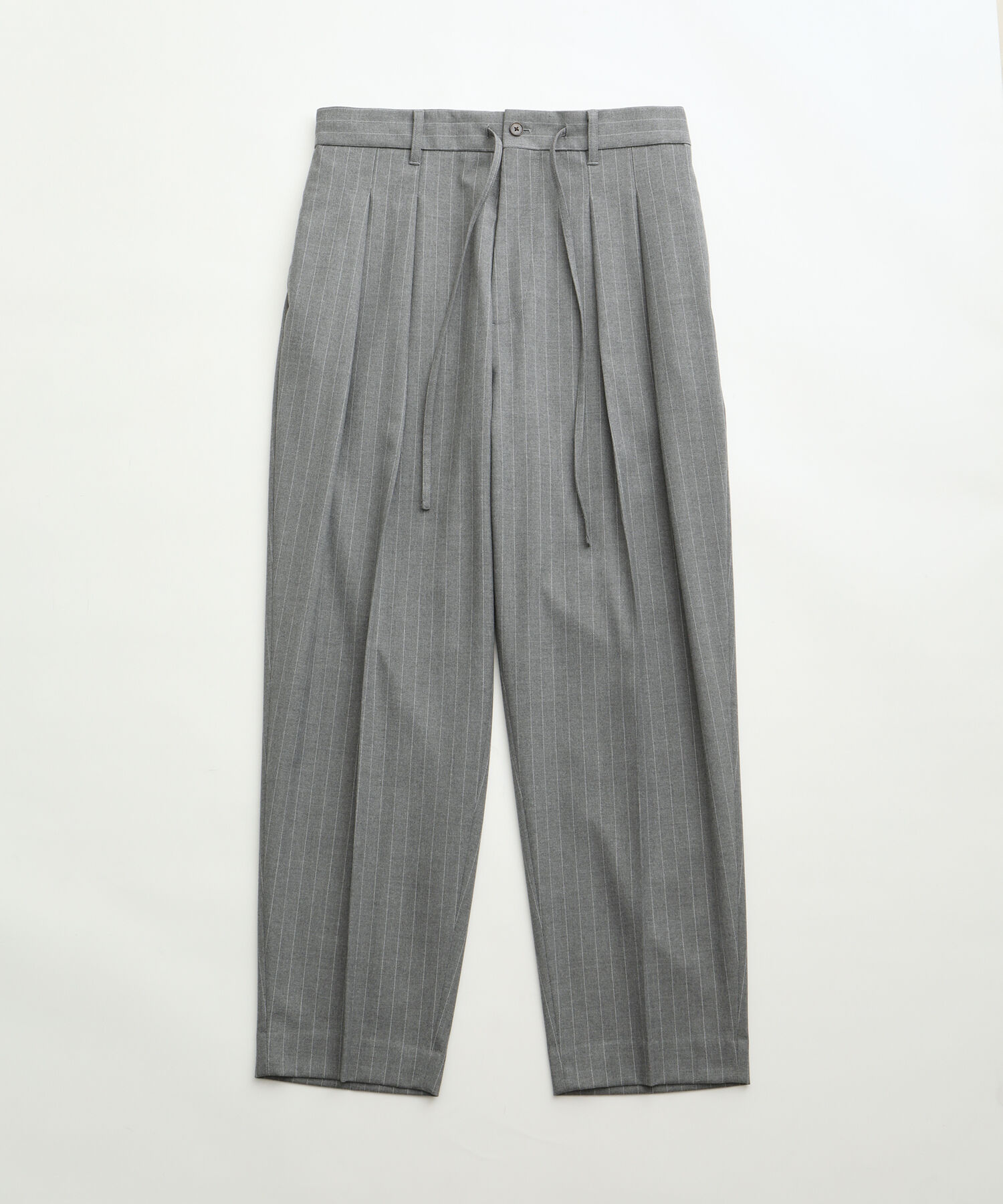 ADAM ET ROPE'「ウーステッド ストライプ ワイドテーパード イージースラックス / ロングシーズン着用可能」|スラックス|グレー(07)