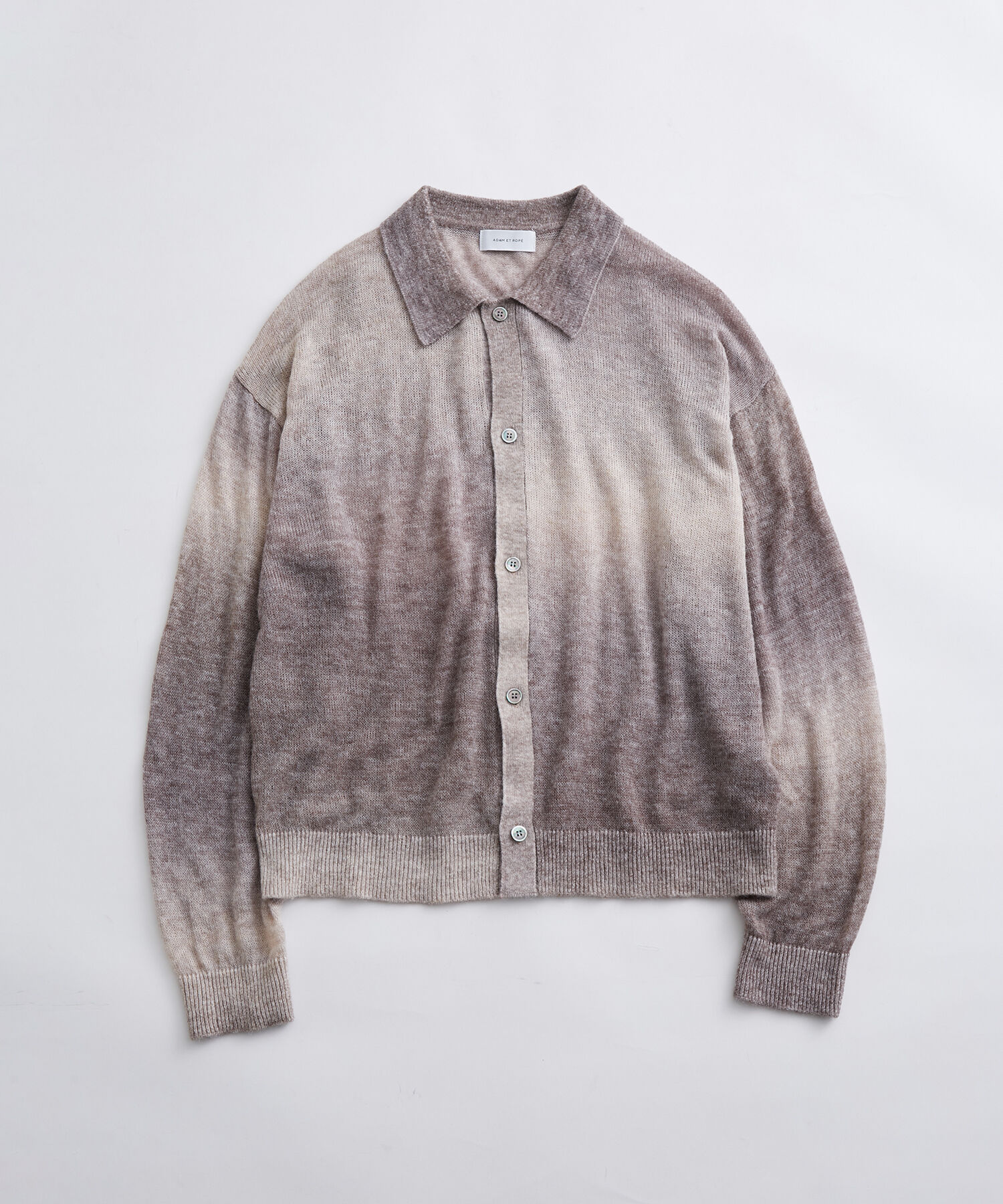 ADAM ET ROPE'「【WEB限定】シアー グラデーション ニットポロ カーディガン / ロングシーズン着用可能 / ユニセックス」|カーディガン|ブラウン系(23)