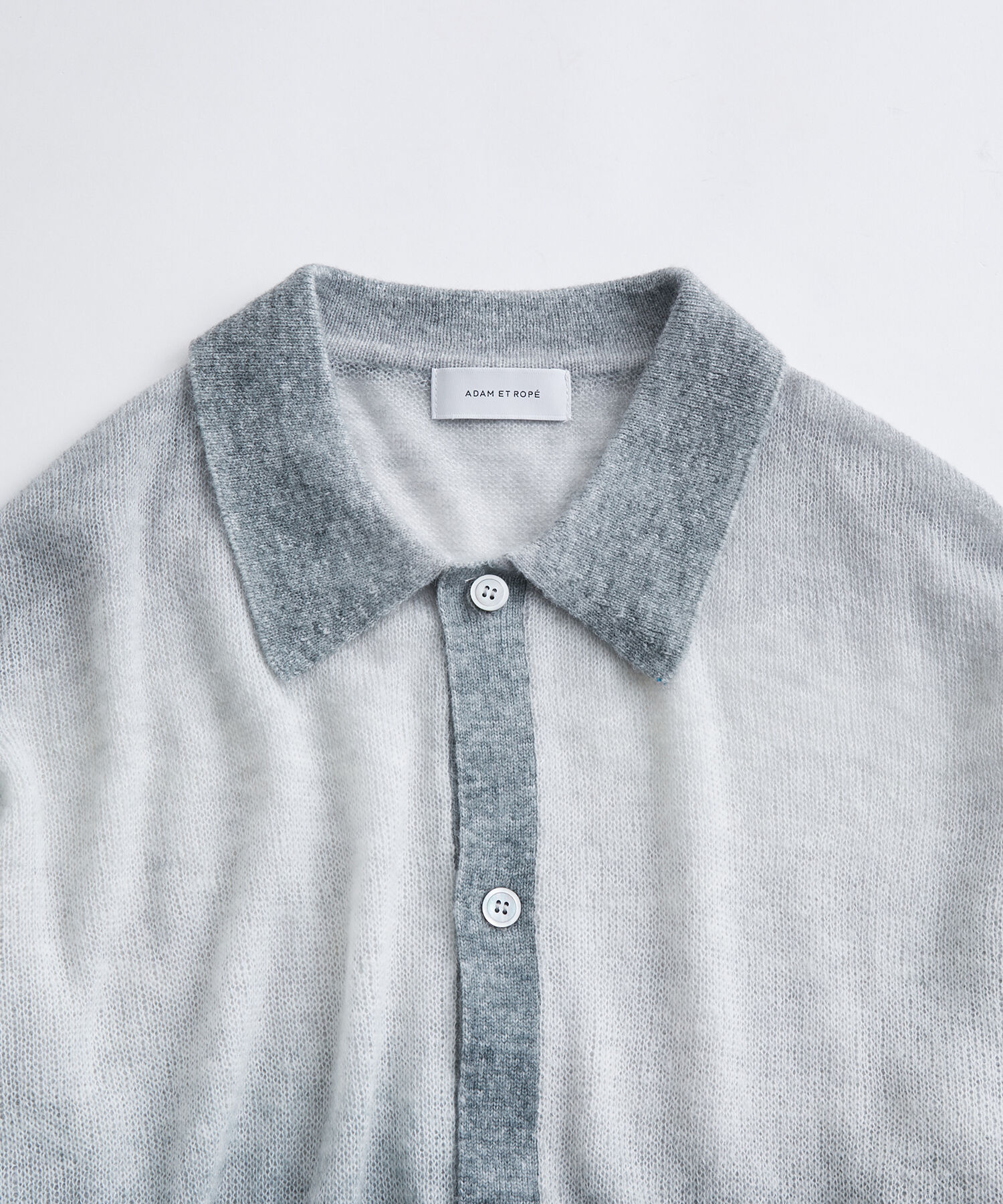 ADAM ET ROPE'「【WEB限定】シアー グラデーション ニットポロ カーディガン / ロングシーズン着用可能 / ユニセックス」|カーディガン|