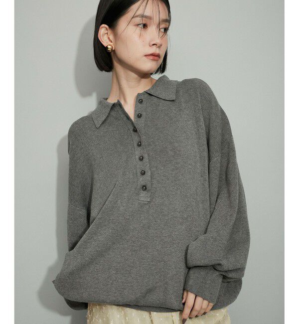 ADAM ET ROPE'「【WEB限定・サステナブル】ポロニットドットスカートコンビワンピース」|ワンピース|