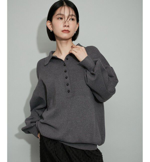 ADAM ET ROPE'「【WEB限定・サステナブル】ポロニットドットスカートコンビワンピース」|ワンピース|