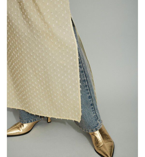 ADAM ET ROPE'「【WEB限定・サステナブル】ポロニットドットスカートコンビワンピース」|ワンピース|