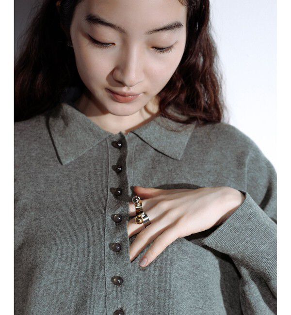 ADAM ET ROPE'「【WEB限定・サステナブル】ポロニットドットスカートコンビワンピース」|ワンピース|