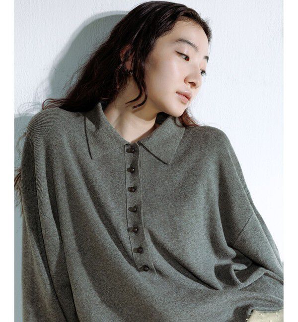 ADAM ET ROPE'「【WEB限定・サステナブル】ポロニットドットスカートコンビワンピース」|ワンピース|