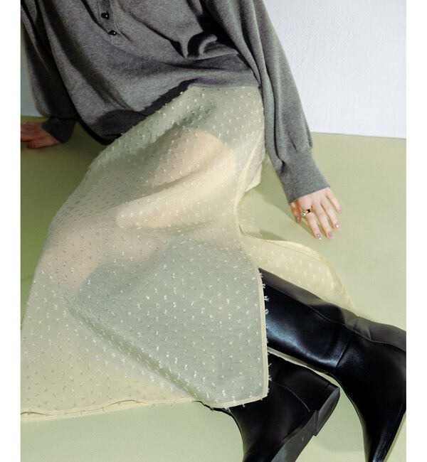 ADAM ET ROPE'「【WEB限定・サステナブル】ポロニットドットスカートコンビワンピース」|ワンピース|