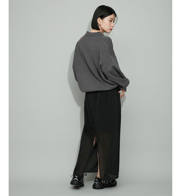 ADAM ET ROPE'「【WEB限定・サステナブル】ポロニットドットスカートコンビワンピース」|ワンピース|