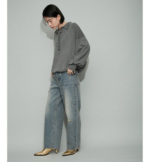 ADAM ET ROPE'「【WEB限定・サステナブル】ポロニットドットスカートコンビワンピース」|ワンピース|