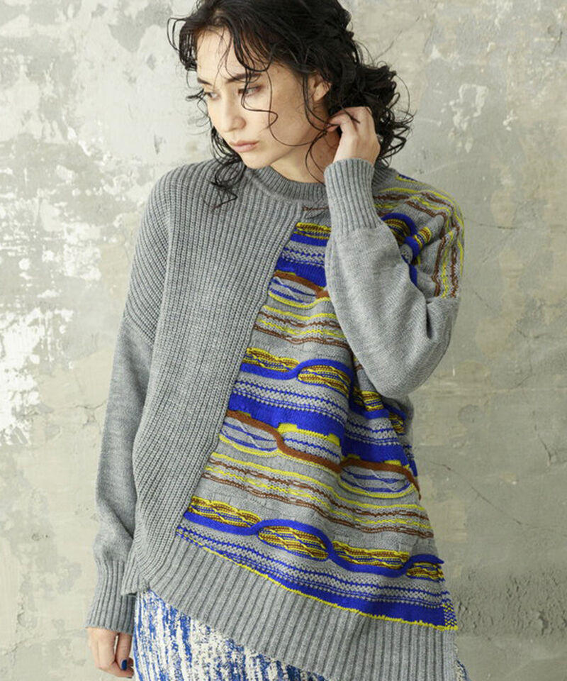  「ジャガードニットプルオーバー」|ニット・セーター|GRAY