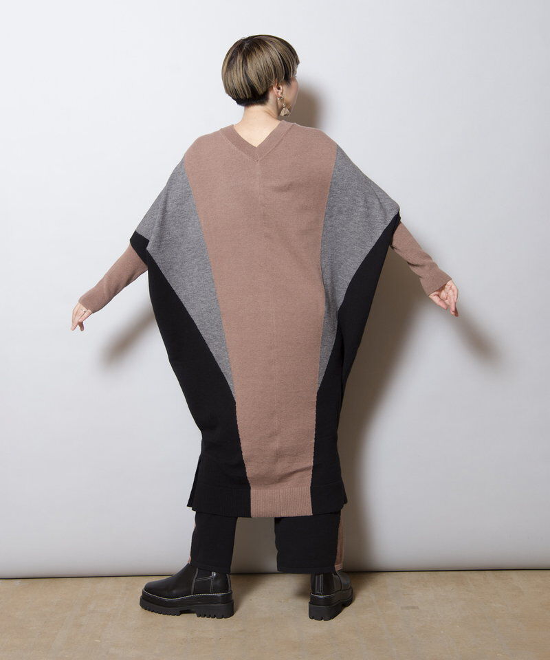  「2WAY配色ニットワンピース」|ワンピース|