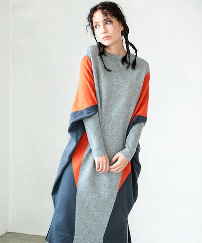  「2WAY配色ニットワンピース」|ワンピース|GRAY