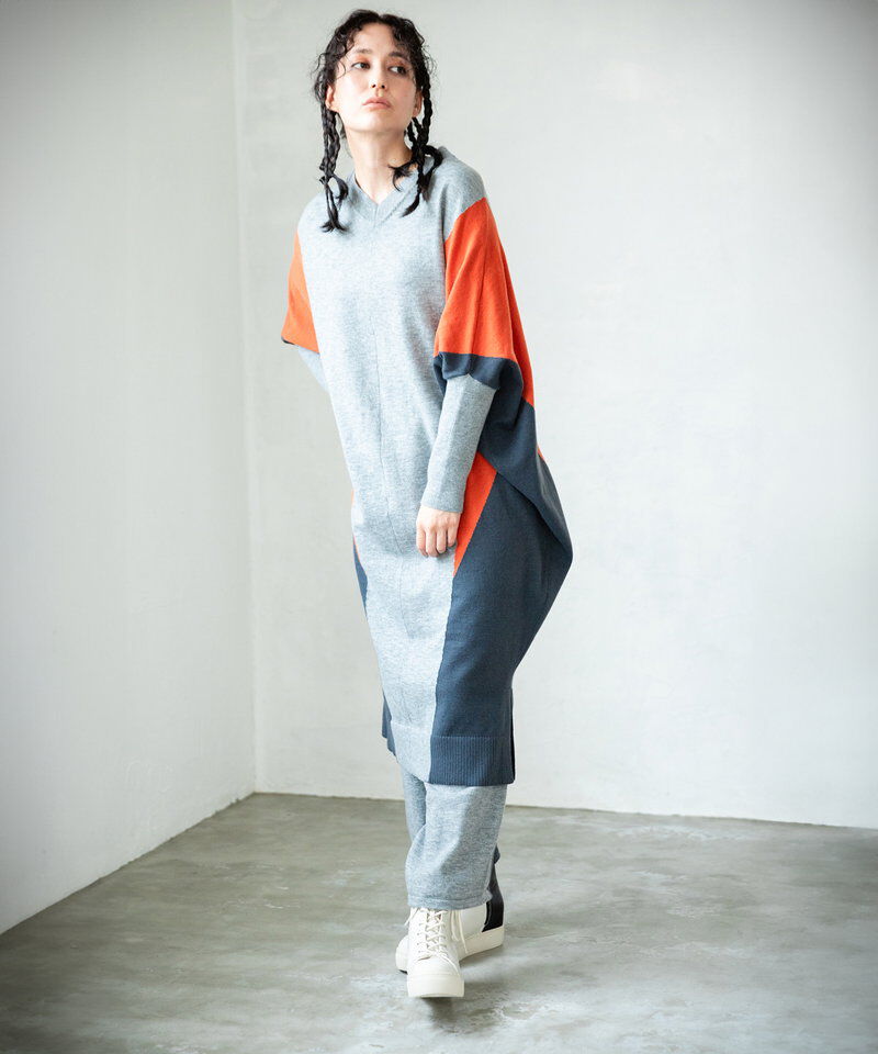  「2WAY配色ニットワンピース」|ワンピース|