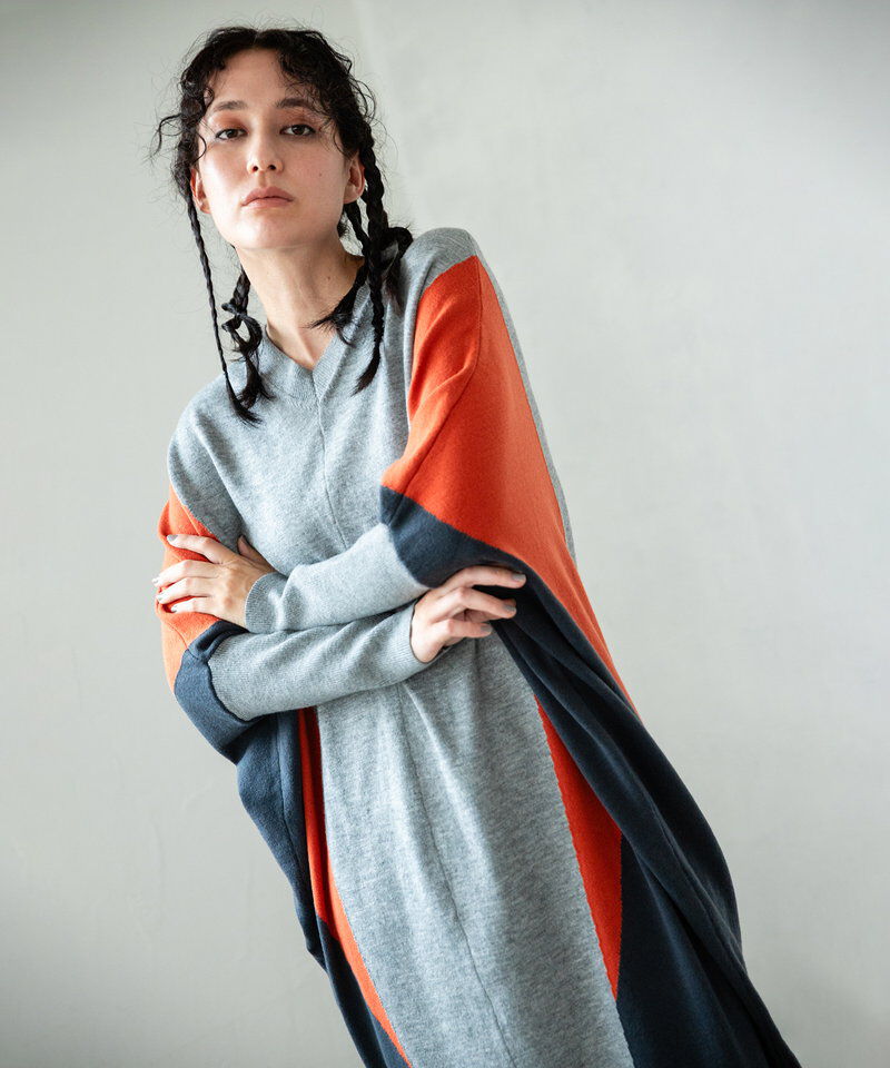  「2WAY配色ニットワンピース」|ワンピース|