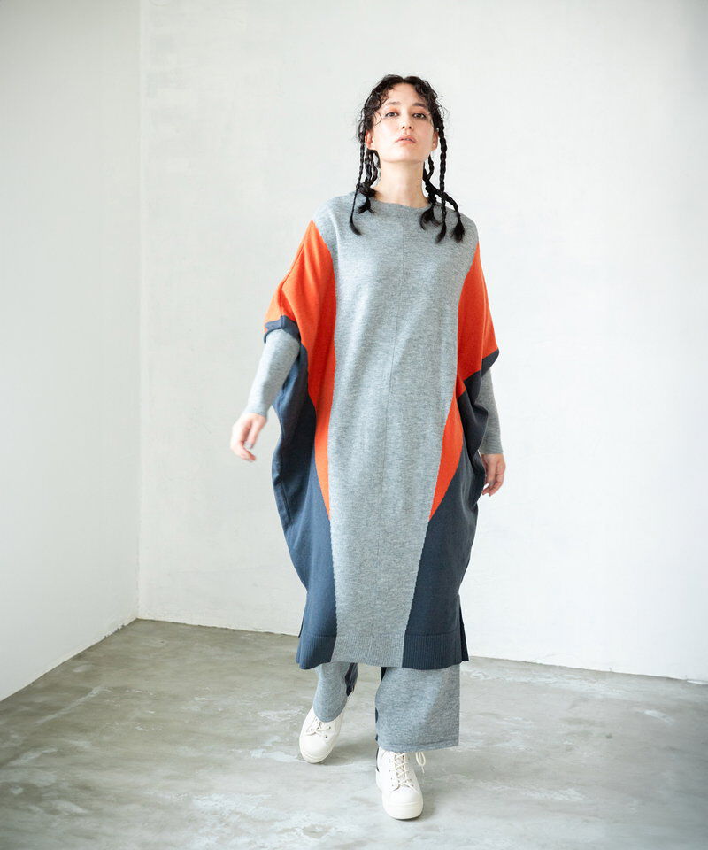  「2WAY配色ニットワンピース」|ワンピース|