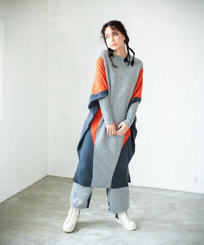  「2WAY配色ニットワンピース」|ワンピース|