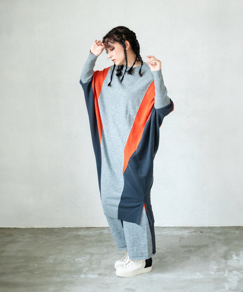  「2WAY配色ニットワンピース」|ワンピース|