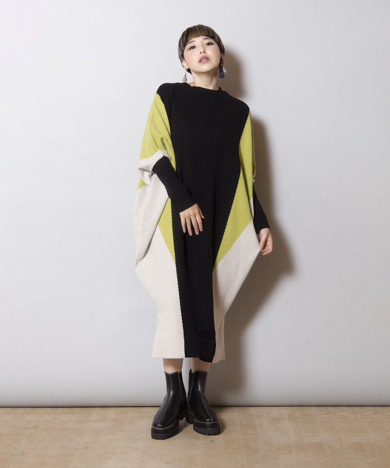  「2WAY配色ニットワンピース」|ワンピース|