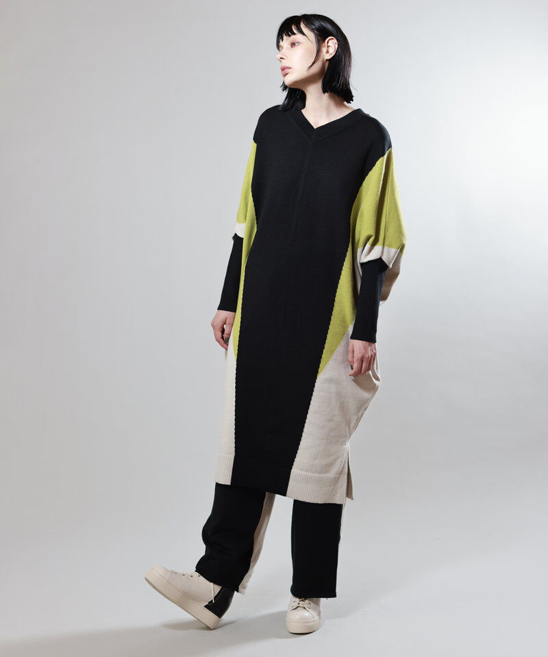  「2WAY配色ニットワンピース」|ワンピース|