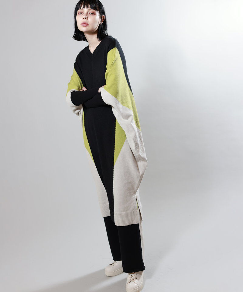  「2WAY配色ニットワンピース」|ワンピース|