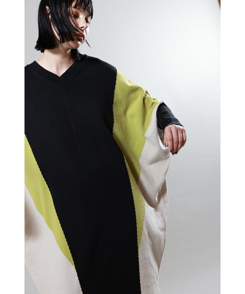  「2WAY配色ニットワンピース」|ワンピース|